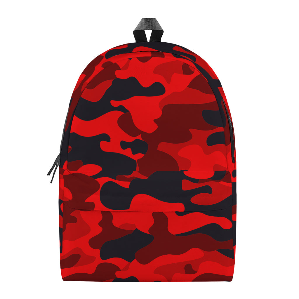 Red And Black Camouflage Print Backpack