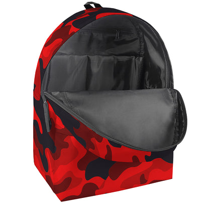 Red And Black Camouflage Print Backpack