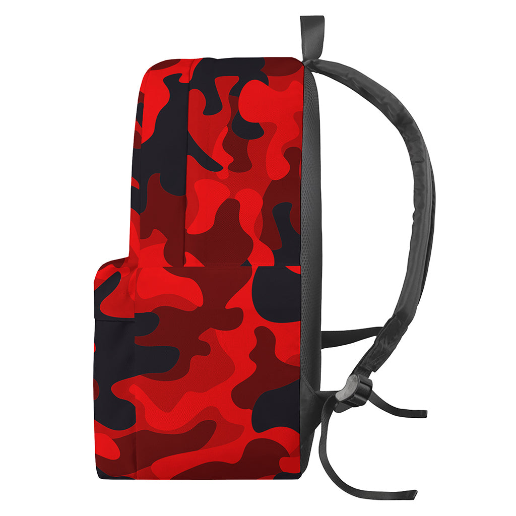 Red And Black Camouflage Print Backpack