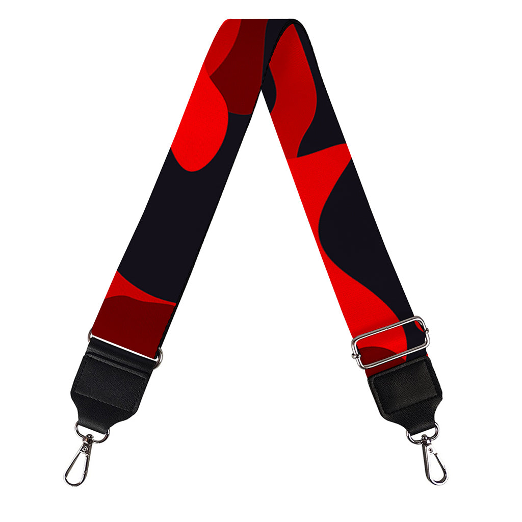 Red And Black Camouflage Print Bag Strap