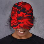 Red And Black Camouflage Print Baseball Cap