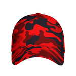 Red And Black Camouflage Print Baseball Cap