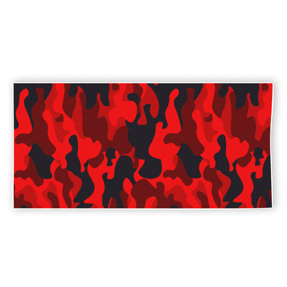 Red And Black Camouflage Print Beach Towel