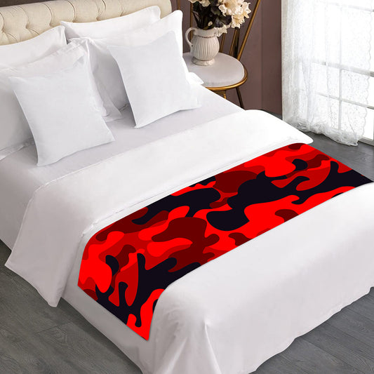 Red And Black Camouflage Print Bed Runner