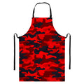 Red And Black Camouflage Print Bib Apron With Pocket