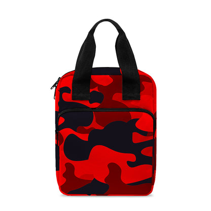 Red And Black Camouflage Print Bible Tote Bag
