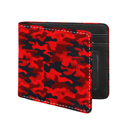 Red And Black Camouflage Print Bifold Wallet
