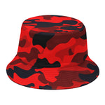 Red And Black Camouflage Print Bucket Hat