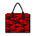 Red And Black Camouflage Print Canvas Tote Bag