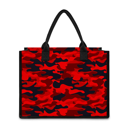 Red And Black Camouflage Print Canvas Tote Bag