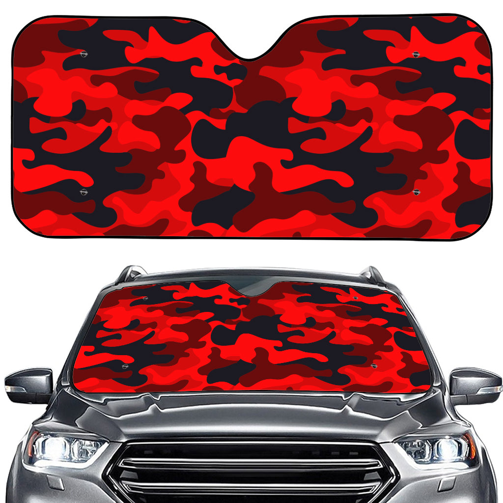 Red And Black Camouflage Print Car Windshield Sun Shade