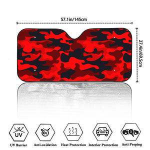 Red And Black Camouflage Print Car Windshield Sun Shade