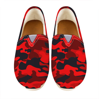Red And Black Camouflage Print Casual Shoes