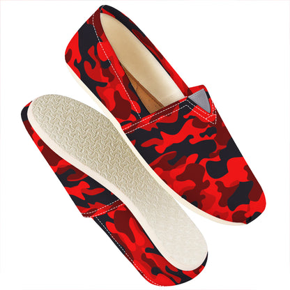 Red And Black Camouflage Print Casual Shoes