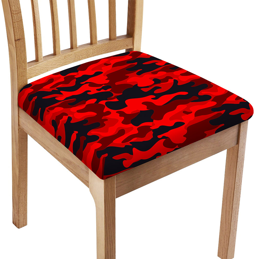 Red And Black Camouflage Print Chair Cushion Cover