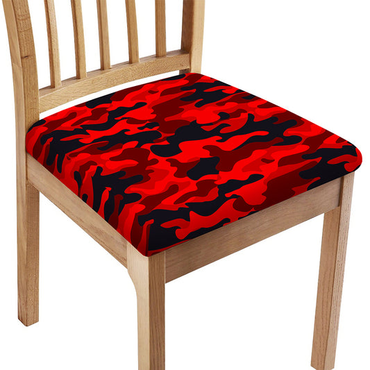 Red And Black Camouflage Print Chair Cushion Cover