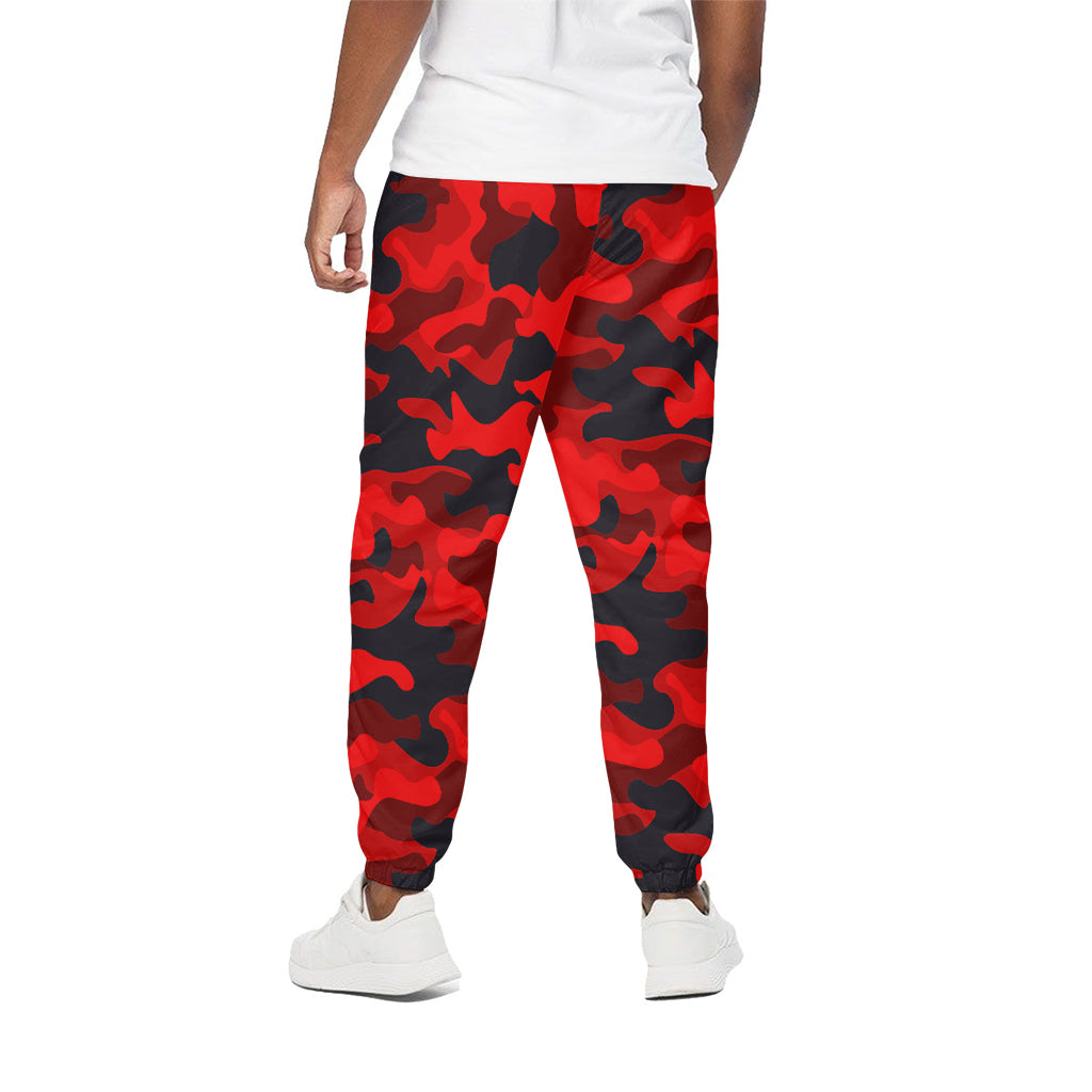 Red And Black Camouflage Print Cotton Pants