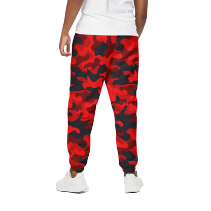 Red And Black Camouflage Print Cotton Pants