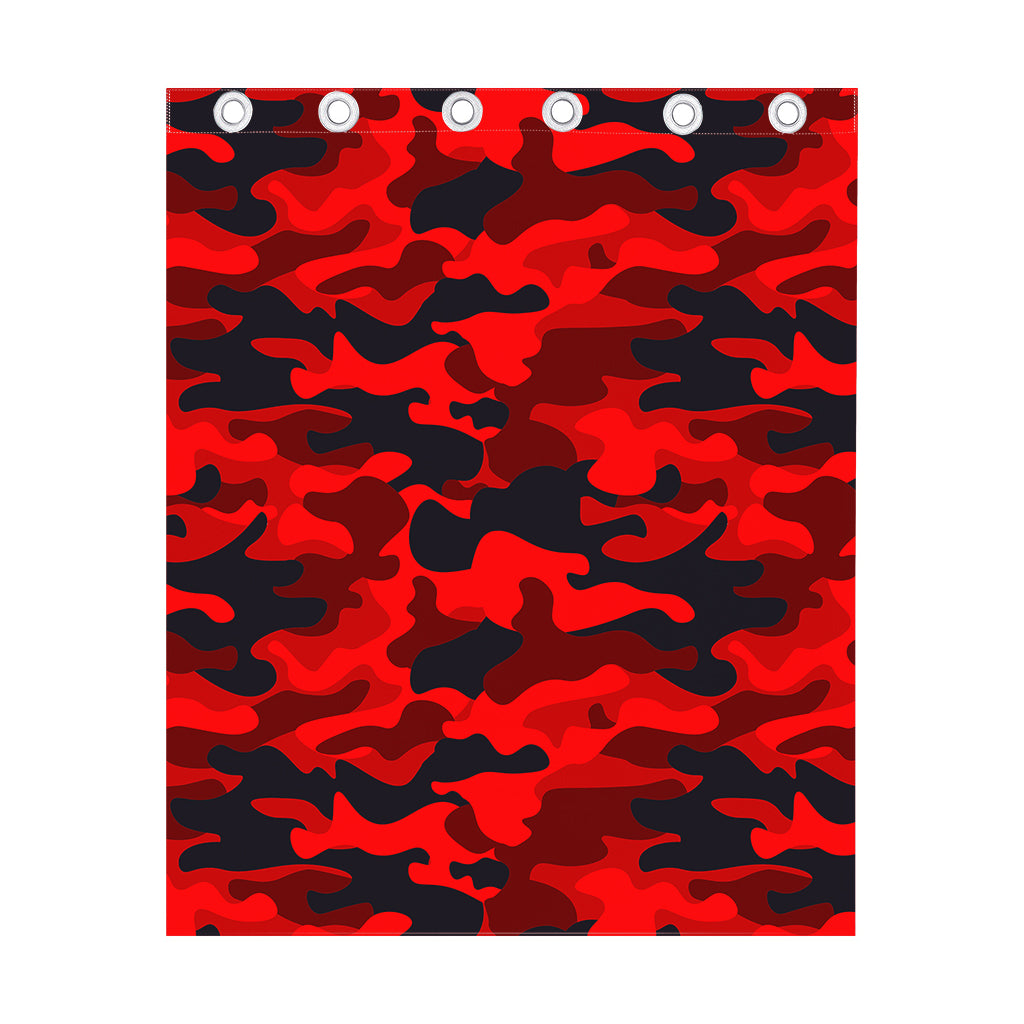 Red And Black Camouflage Print Curtain