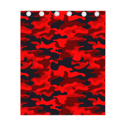 Red And Black Camouflage Print Curtain