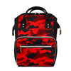 Red And Black Camouflage Print Diaper Bag