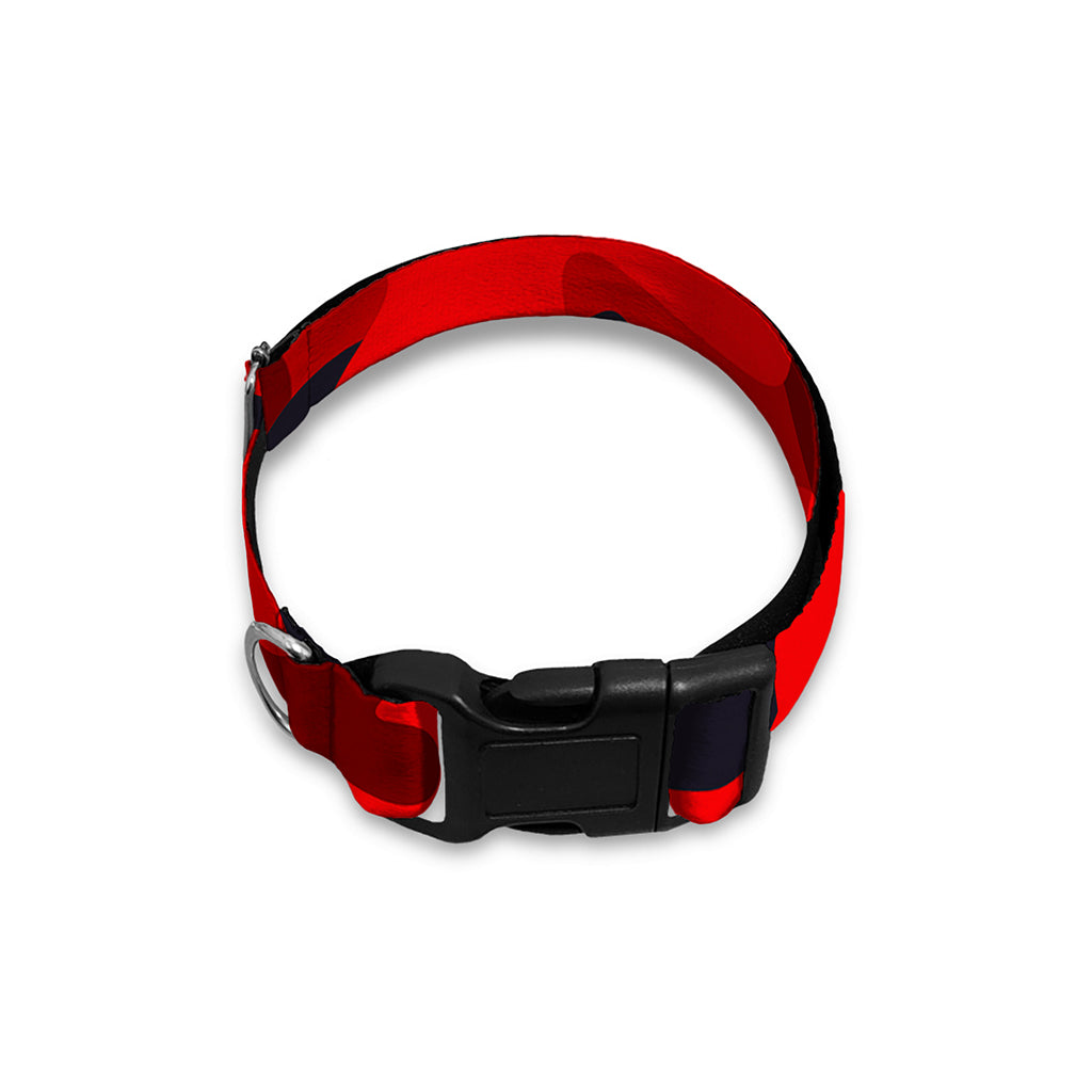 Red And Black Camouflage Print Dog Collar