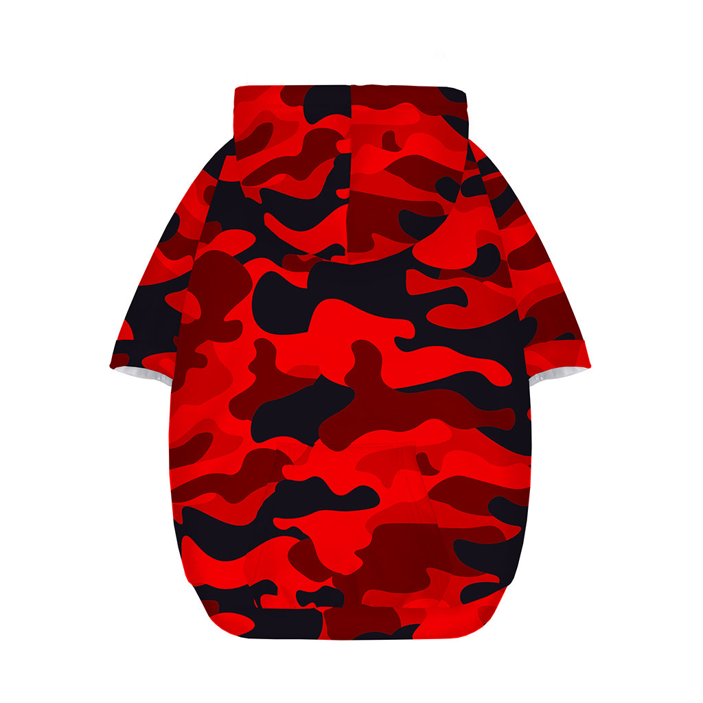 Red And Black Camouflage Print Dog Zip Up Hoodie