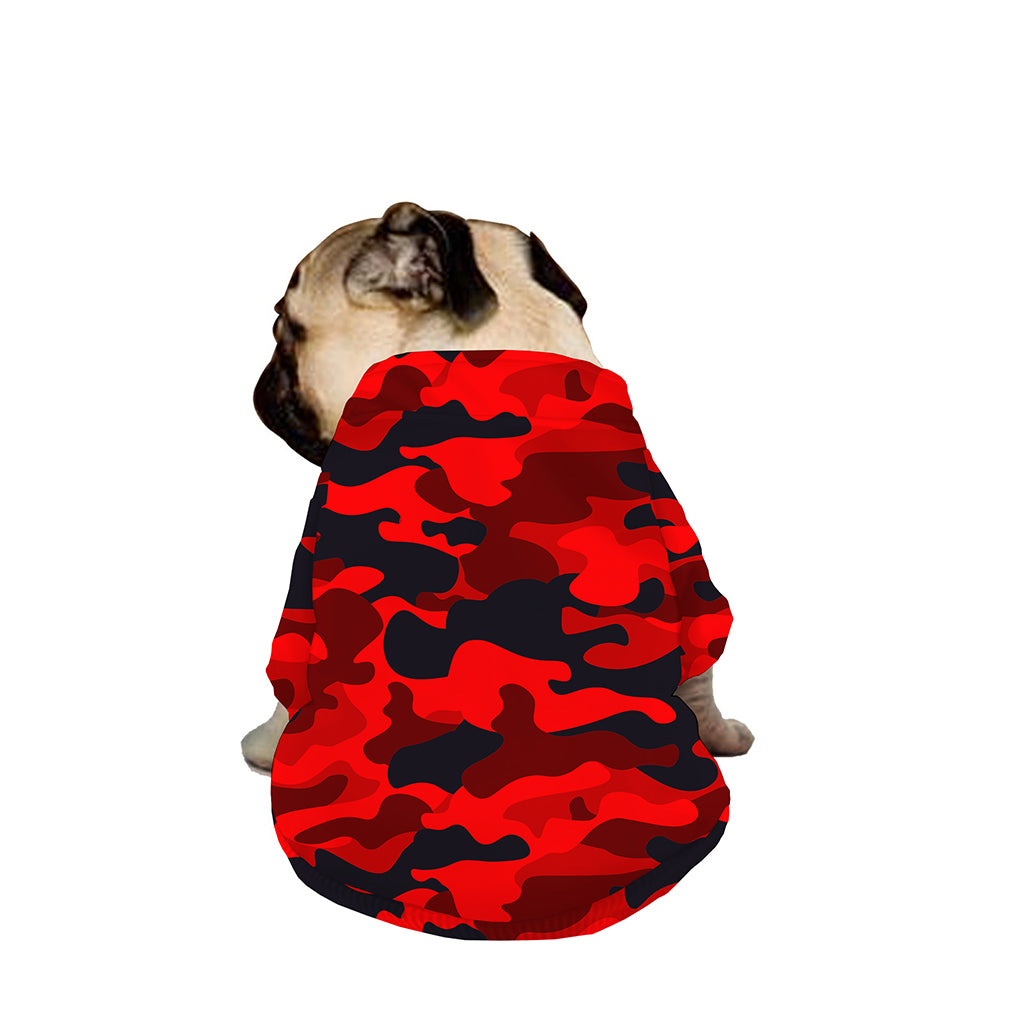 Red And Black Camouflage Print Dog Zip Up Jacket