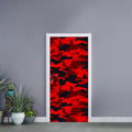 Red And Black Camouflage Print Door Sticker