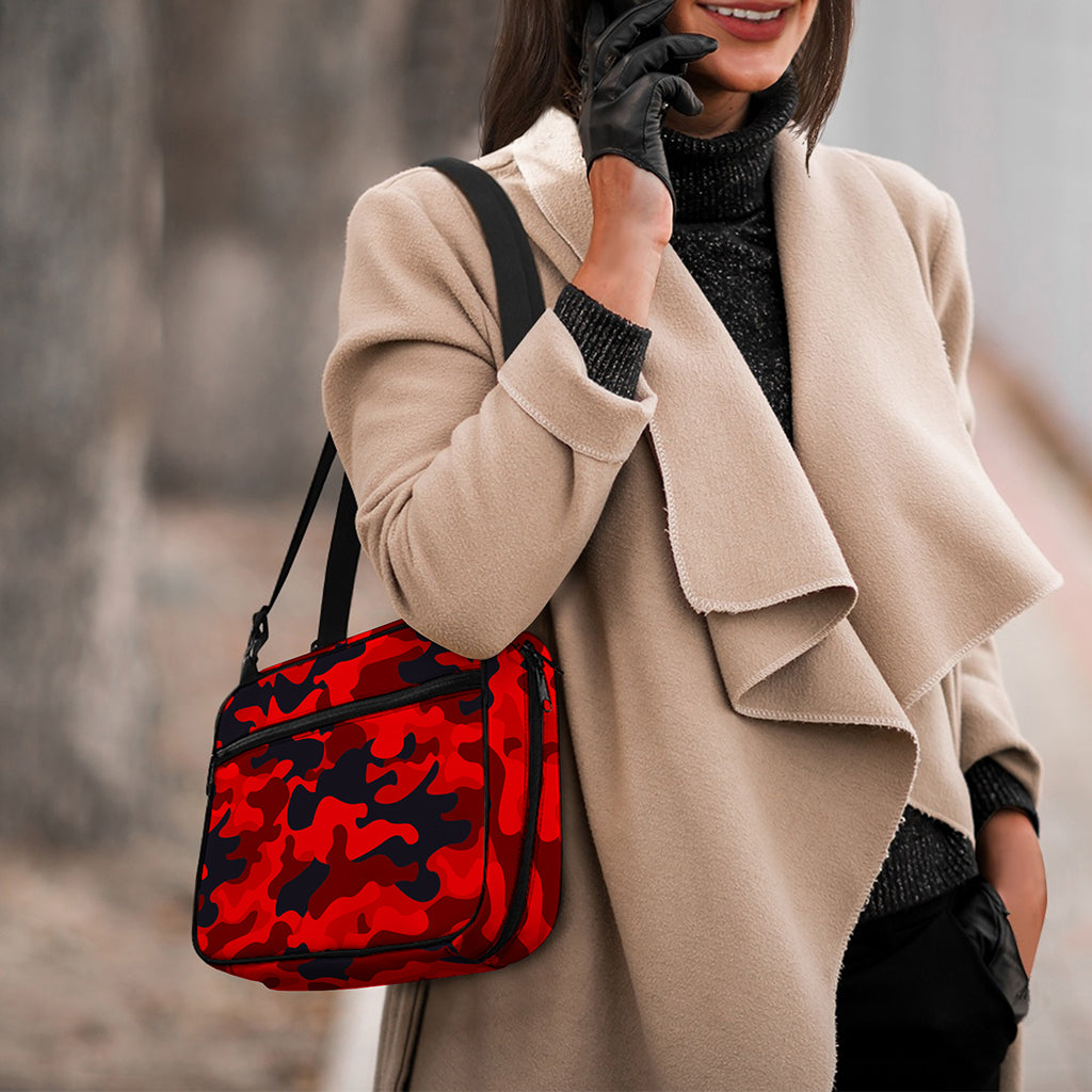 Red And Black Camouflage Print Double Strap Bible Bag