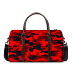 Red And Black Camouflage Print Duffle Bag