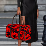 Red And Black Camouflage Print Duffle Bag