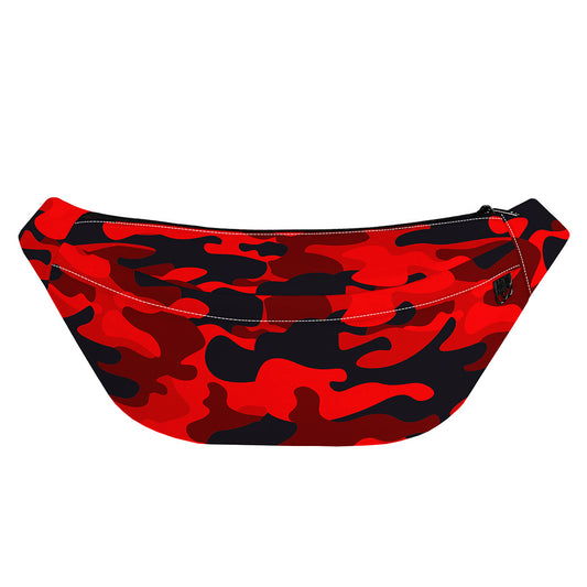 Red And Black Camouflage Print Fanny Pack