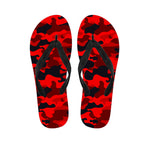 Red And Black Camouflage Print Flip Flops