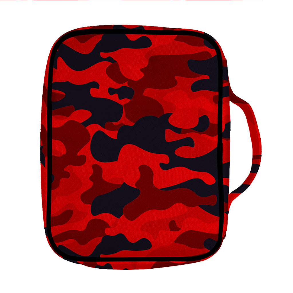 Red And Black Camouflage Print Front Pocket Bible Bag