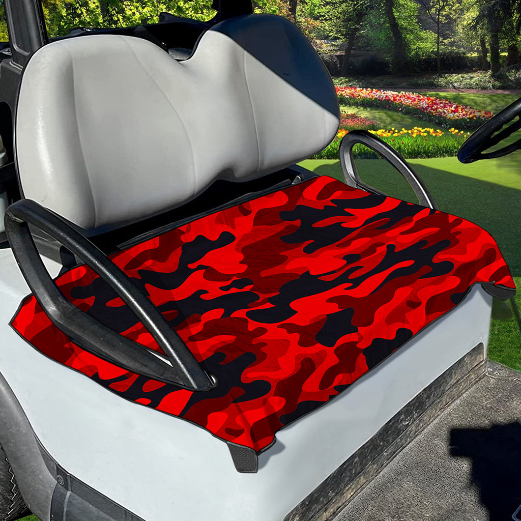 Red And Black Camouflage Print Golf Cart Seat Cover