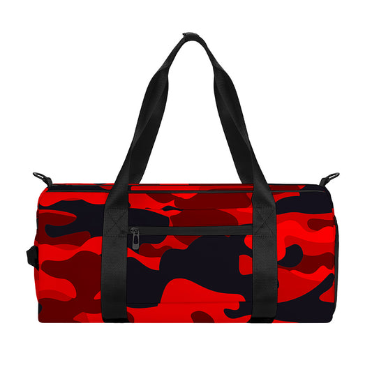 Red And Black Camouflage Print Gym Bag