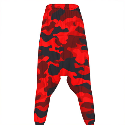 Red And Black Camouflage Print Hammer Pants