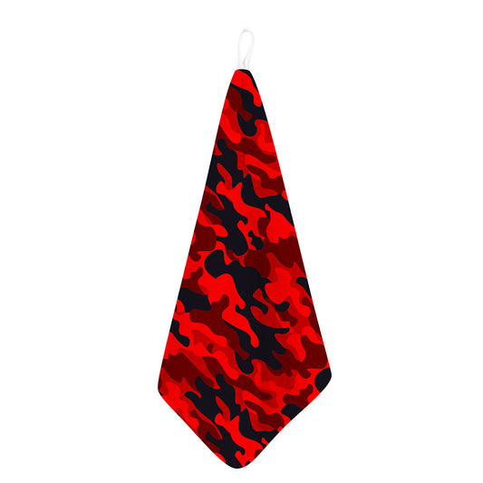 Red And Black Camouflage Print Hand Towel