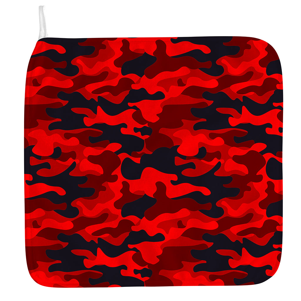 Red And Black Camouflage Print Hand Towel