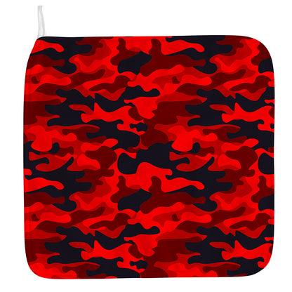 Red And Black Camouflage Print Hand Towel