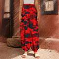 Red And Black Camouflage Print Harem Pants