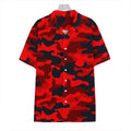Red And Black Camouflage Print Hawaiian Shirt