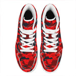 Red And Black Camouflage Print High Top Leather Sneakers