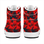 Red And Black Camouflage Print High Top Leather Sneakers