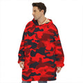Red And Black Camouflage Print Hoodie Blanket