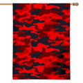 Red And Black Camouflage Print House Flag