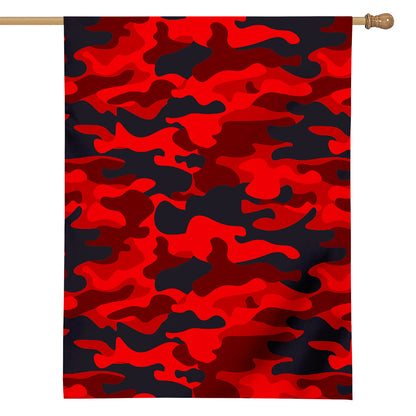 Red And Black Camouflage Print House Flag