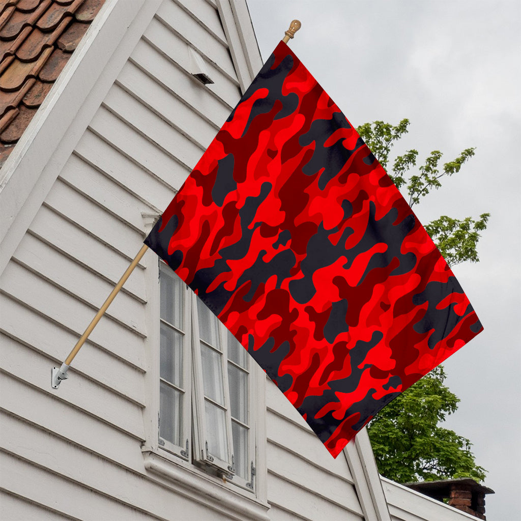 Red And Black Camouflage Print House Flag