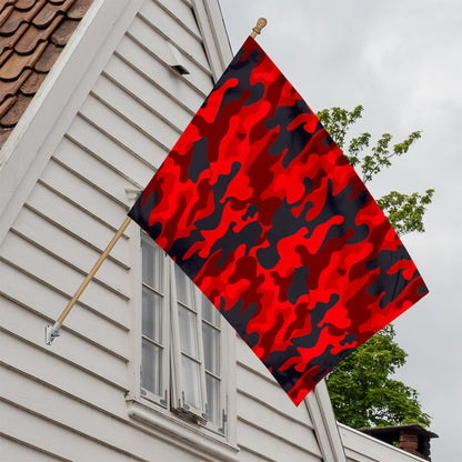 Red And Black Camouflage Print House Flag